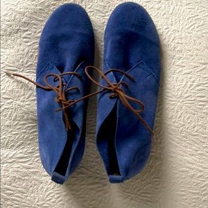 mtng originals blue suede ankle boots, size 40